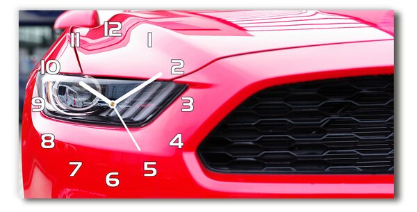 Négyszögletes üvegóra vízszintesen Piros mustang