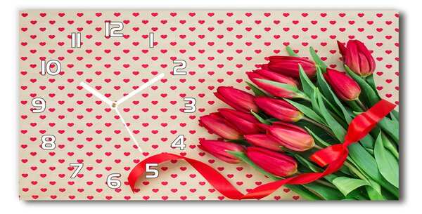 Vízszintes üvegóra Tulipánok szívek