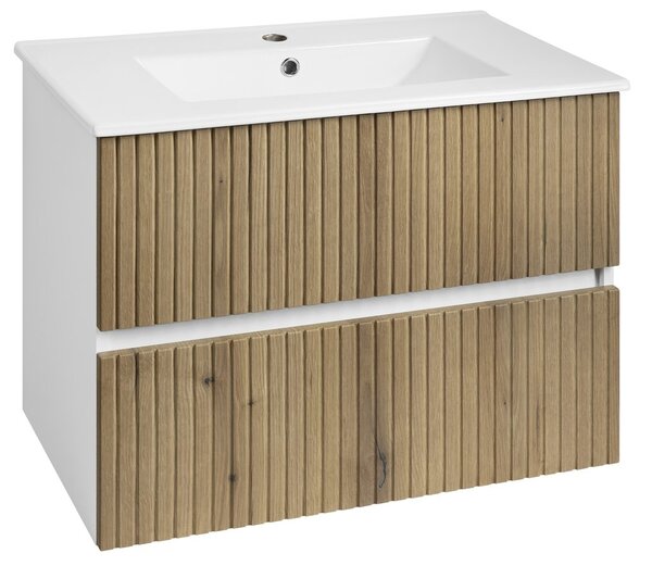 Aqualine Aqualine, PANEDA STRIP mosdószekrény 74,5x55x45,2cm, emporio tölgyfa, PN375