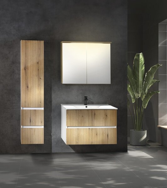 Aqualine Aqualine, PANEDA STRIP mosdószekrény 119x55x45,2cm, emporio tölgyfa, PN312