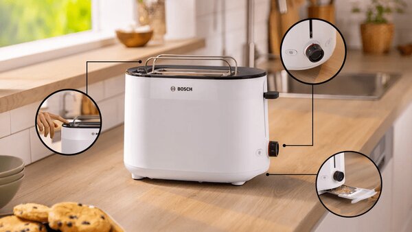 Bosch MyMoment Kompakt kenyérpirító, Fehér (TAT2M121)