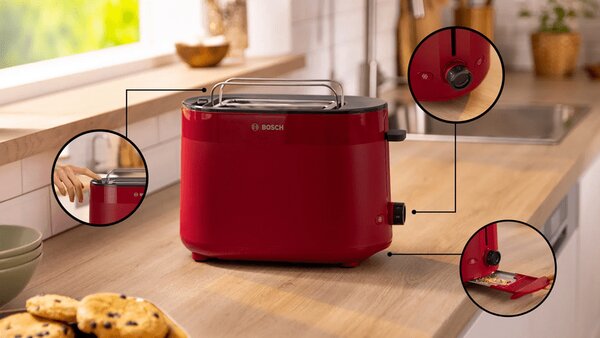Bosch MyMoment Kompakt kenyérpirító, Piros (TAT2M124)