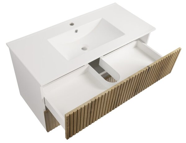 Aqualine Aqualine, PANEDA STRIP mosdószekrény 99,5x55x45,2cm, emporio tölgyfa, PN310