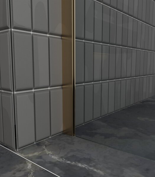 Erga Paris, Beépíthető zuhanykabin 50x200 cm, 8 mm-es szürke üveg, matt arany profil, ERG-V02-PARIS-050x200-GR-GB