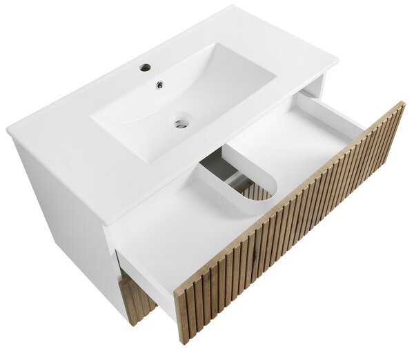 Aqualine Aqualine, PANEDA STRIP mosdószekrény 89,5x55x45,2cm, emporio tölgyfa, PN390