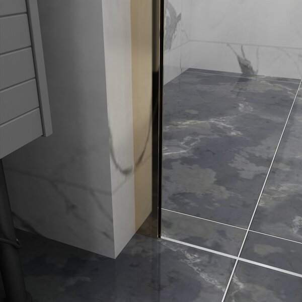 Erga Paris, Beépíthető zuhanykabin 50x200 cm, 8 mm-es átlátszó üveg, arany fényes profil, ERG-V02-PARIS-050x200-CL-GD