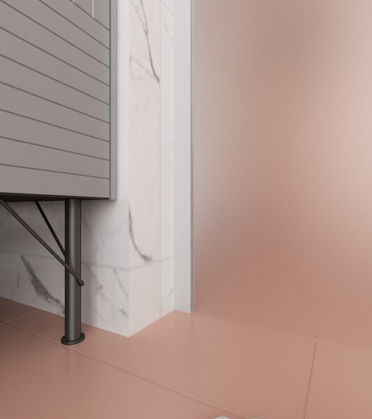 Erga Paris, Beépíthető zuhanyfal 50x200 cm, 8 mm-es matt üveg, fehér profil, ERG-V02-PARIS-050x200-FR-WH