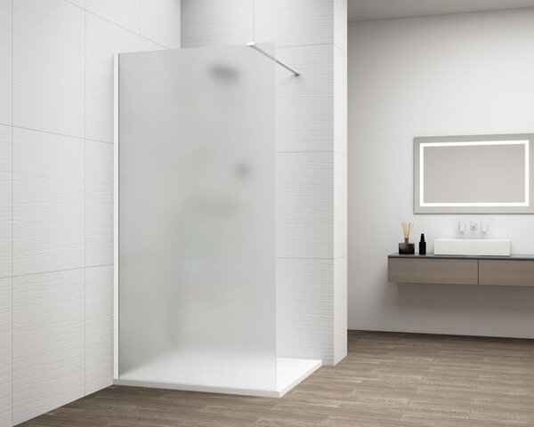 Erga Paris, Beépíthető zuhanyfal 50x200 cm, 8 mm-es matt üveg, fehér profil, ERG-V02-PARIS-050x200-FR-WH