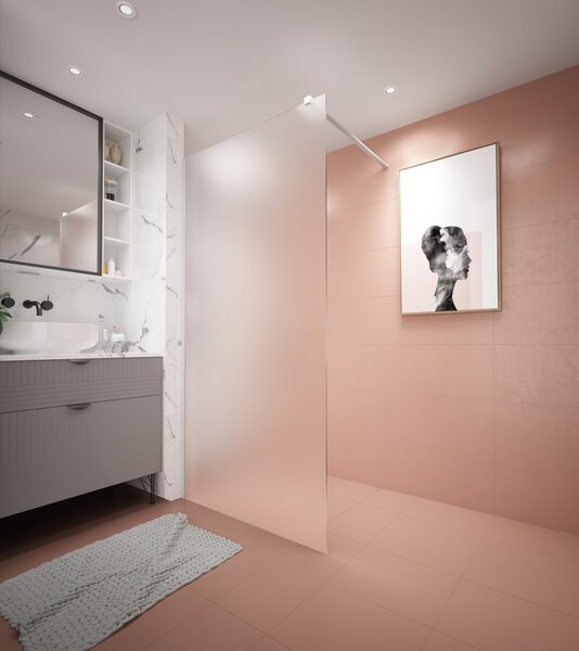 Erga Paris, Beépíthető zuhanyfal 50x200 cm, 8 mm-es matt üveg, fehér profil, ERG-V02-PARIS-050x200-FR-WH