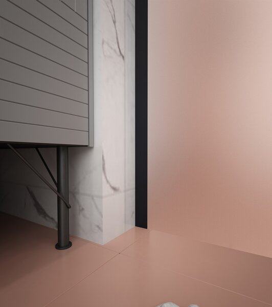 Erga Paris, Beépíthető zuhanyfal 50x200 cm, 8 mm-es matt üveg, fekete profil, ERG-V02-PARIS-050x200-FR-BK