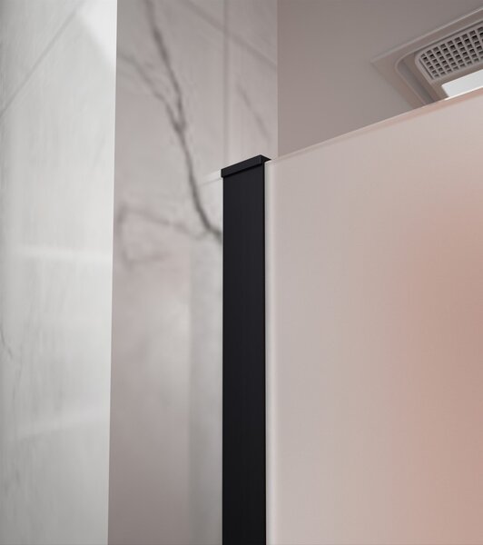 Erga Paris, Beépíthető zuhanyfal 50x200 cm, 8 mm-es matt üveg, fekete profil, ERG-V02-PARIS-050x200-FR-BK