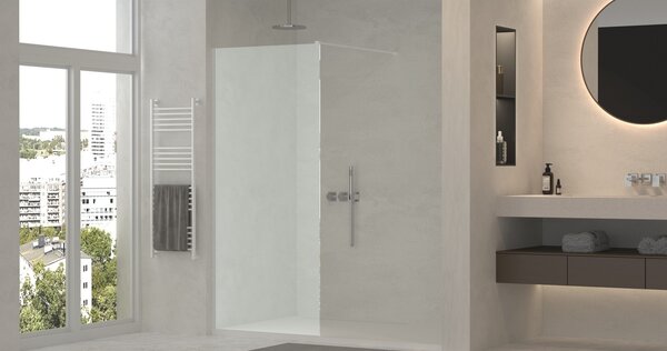 Erga Paris, Beépíthető zuhanyfal 50x200 cm, 8 mm-es matt üveg, fehér profil, ERG-V02-PARIS-050x200-FR-WH