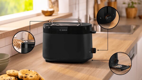 Bosch MyMoment Kompakt kenyérpirító, Fekete (TAT2M123)