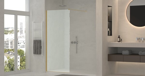 Erga Paris, Beépíthető zuhanykabin 50x200 cm, 8 mm-es matt üveg, arany fényes profil, ERG-V02-PARIS-050x200-FR-GD