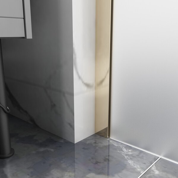 Erga Paris, Beépíthető zuhanykabin 50x200 cm, 8 mm-es matt üveg, arany fényes profil, ERG-V02-PARIS-050x200-FR-GD