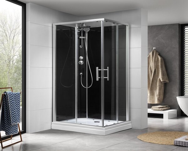 Aqualine Aqualine, GRANVIK téglalap alakú zuhanykabin 800x1200x2180mm, átlátszó üveg, GG80X120