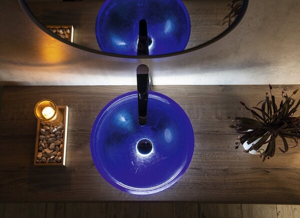 Sapho Sapho, MURANO BLU üveg pultra szerelhető mosdó, átmérő 40cm, kék, AL5318-65