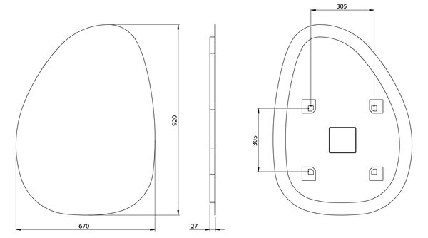 Sapho Sapho, STEN LED háttérvilágítású tükör 67x92cm, NA372