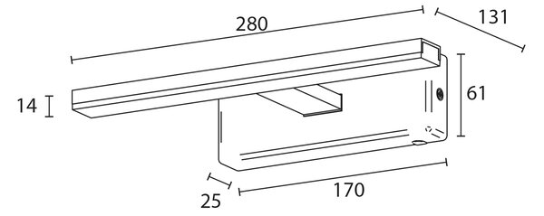 Sapho Sapho, ESTHER LED lámpa, 6 W, 280x62x131 mm, IP44, króm, E26374CI