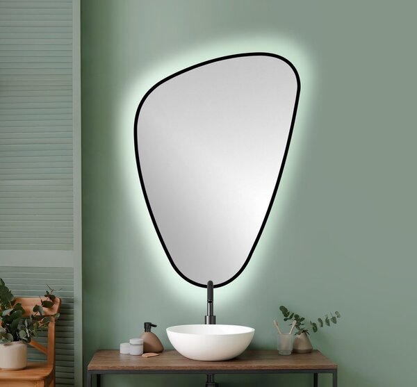 Sapho Sapho, ELENA LED háttérvilágítású tükör 20W, 68x96cm, matt fekete, 30574CI
