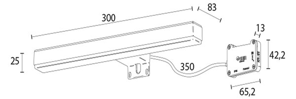 Sapho Sapho, VERONICA 2 LED lámpa, 8 W, 300x25x83 mm, IP44, króm, E26698CI