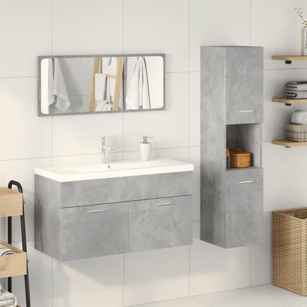 VidaXL 4 részes betonszürke szerelt fa fürdőszobai bútorszett