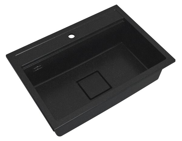 Gamma Quadro 7050, 1 rekeszes gránit mosogató 700x500x220 mm, fekete pettyes, GMA-ZLE000238