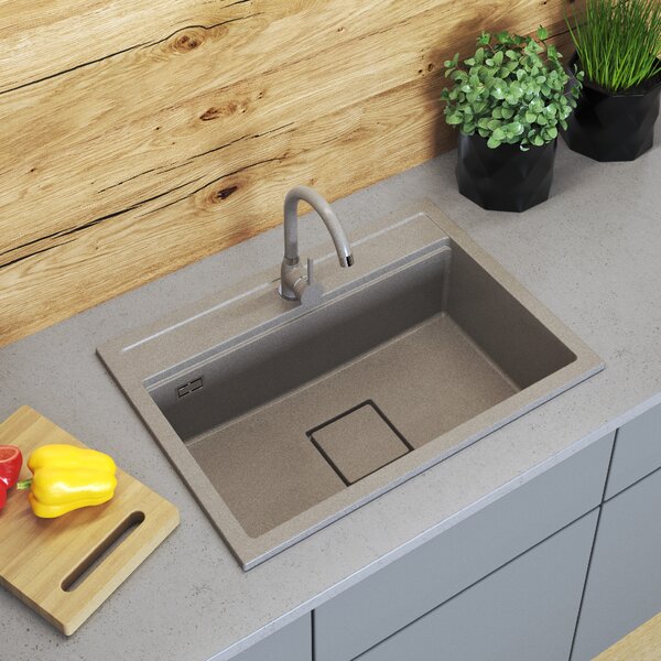 Gamma Quadro 7050, 1 rekeszes gránit mosogató 700x500x220 mm, bézs, GMA-ZLE000235