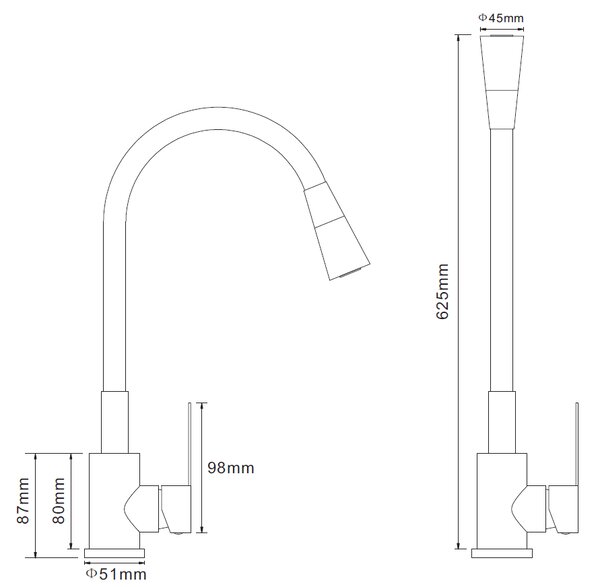 Gamma Flex 3000, álló mosogatócsaptelep flexibilis karral, matt fehérarany, GMA-BFX-3000WHGD