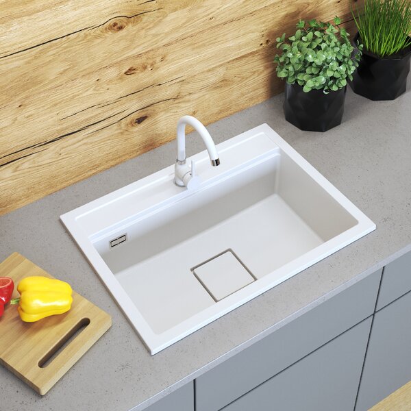 Gamma Quadro 7050, 1 rekeszes gránit mosogató 700x500x220 mm, fehér, GMA-ZLE000236