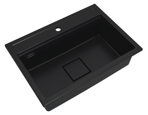 Gamma Quadro 7050, 1 rekeszes gránit mosogató 700x500x220 mm, fekete, GMA-ZLE000237