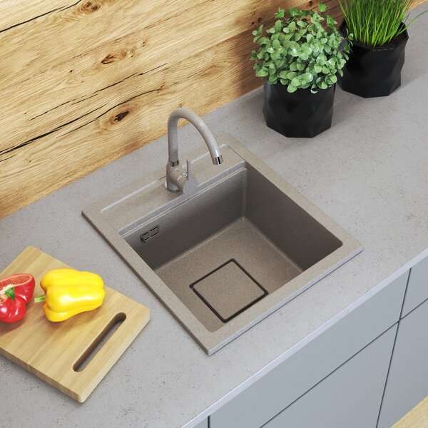 Gamma Quadro 4550, 1 rekeszes gránit mosogató 450x495x220 mm, bézs, GMA-ZLE000219