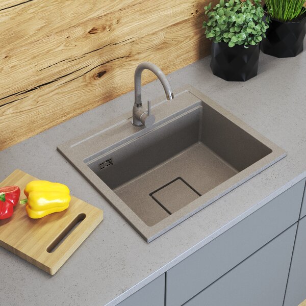 Gamma Quadro 5850, 1 rekeszes gránit mosogató 580x495x220 mm, bézs, GMA-ZLE000231