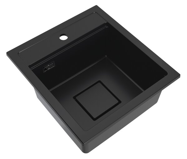 Gamma Quadro 4550, 1 rekeszes gránit mosogató 450x495x220 mm, fekete, GMA-ZLE000217