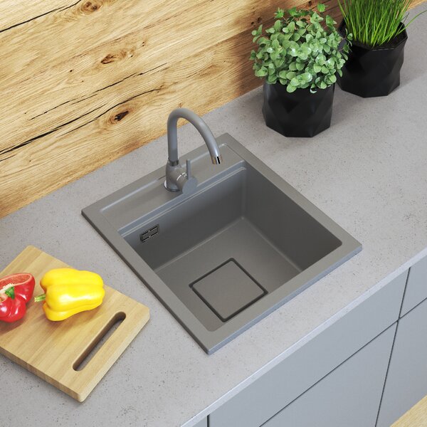 Gamma Quadro 4550, 1 rekeszes gránit mosogató 450x495x220 mm, szürke, GMA-ZLE000221