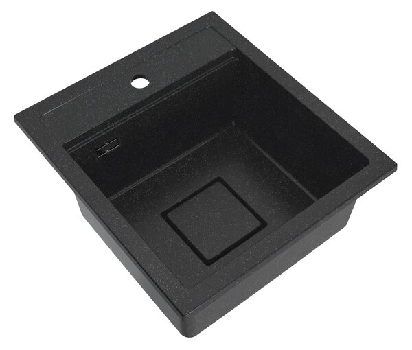 Gamma Quadro 4550, 1 rekeszes gránit mosogató 450x495x220 mm, fekete pettyes, GMA-ZLE000218