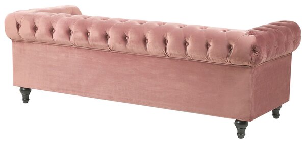 Kanapé 3 személyes CHESTERFIELD Bársony Rózsaszín