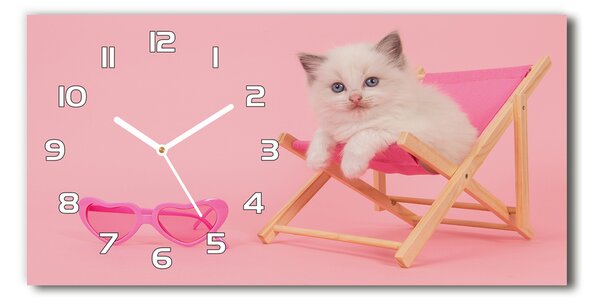 Vízszintes üvegóra Cat egy nyugágyon