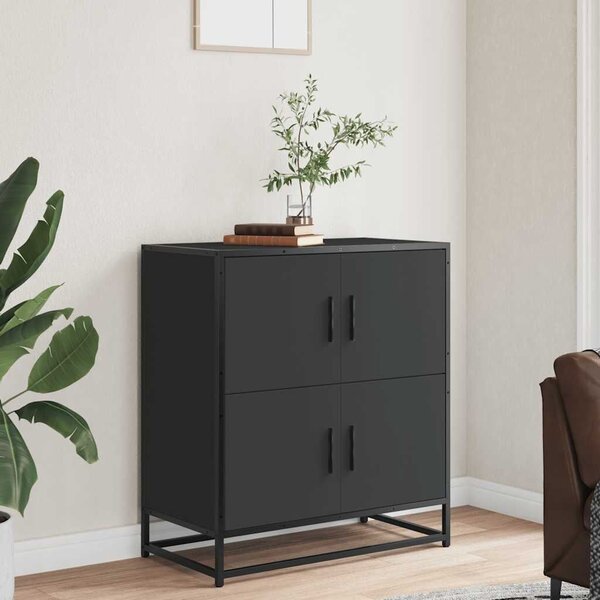 VidaXL Tálalószekrény Fekete 68x35x76 cm Engineered Wood