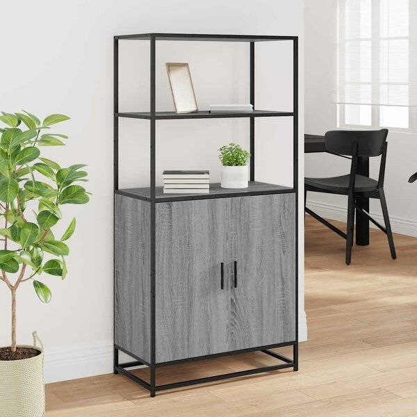 VidaXL Highboard szürke sonoma 68x35x139 cm gépelt fa és fém
