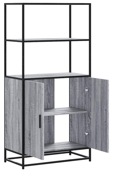 VidaXL Highboard szürke sonoma 68x35x139 cm gépelt fa és fém