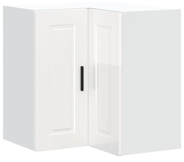 VidaXL Konyhai fali sarokszekrény Porto magasfényű fehér színű műfa