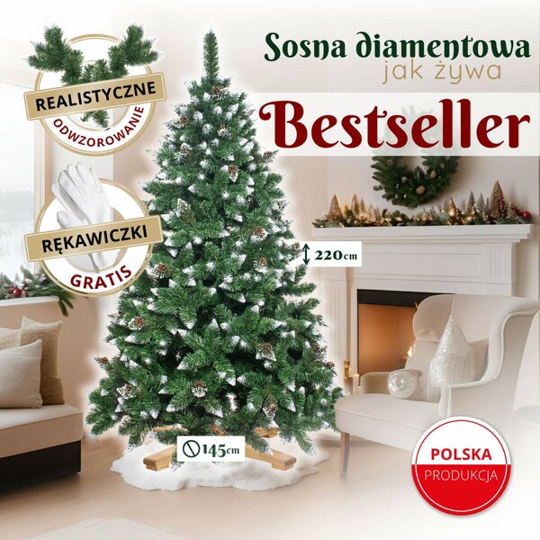 Springos gyémánt műfenyő 220cm
