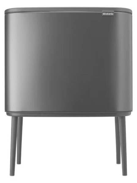 Brabantia Bo Touch Bin nyomófedeles hulladékgyűjtő, magasított, lábakon álló, műanyag tartály, 36L - R méret, acél, magabiztos szürke - 233562