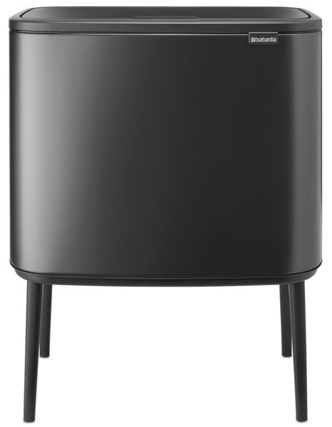 Brabantia Bo Touch Bin nyomófedeles hulladékgyűjtő, magasított, lábakon álló, műanyag tartály, 36L - R méret, acél, magabiztos szürke - 233562