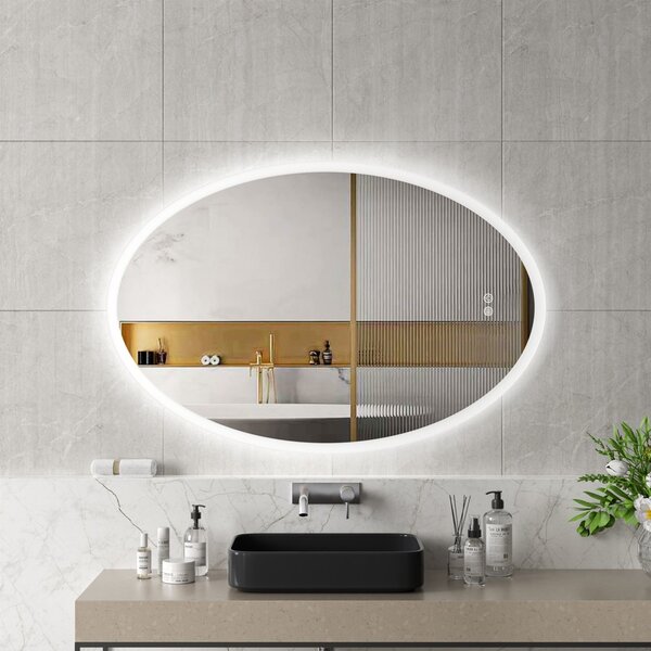 Erga Paola, ovális LED tükör 80x120cm, 2990 lm, 3 fényszín, első és hátsó világítás, ERG-V01-302-1280-00