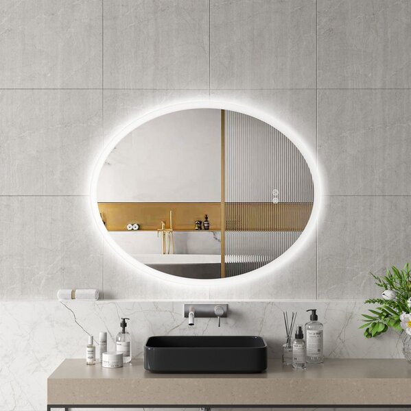 Erga Paola, ovális LED tükör 80x100cm, 2645 lm, 3 fényszín, első és hátsó világítás, ERG-V01-302-1080-00