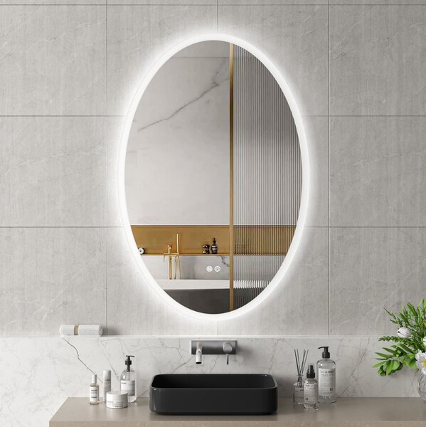 Erga Paola, ovális LED tükör 80x120cm, 2990 lm, 3 fényszín, első és hátsó világítás, ERG-V01-302-1280-00