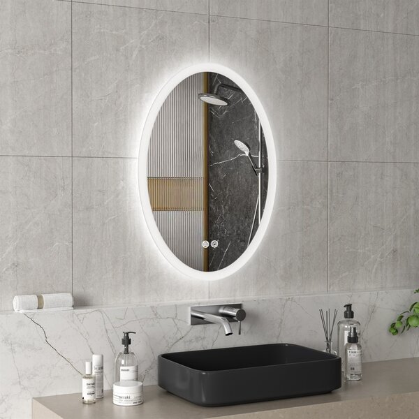 Erga Paola, ovális LED tükör 50x70cm, 1725 lm, 3 fényszín, első és hátsó világítás, ERG-V01-302-5070-00