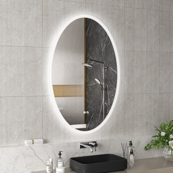 Erga Paola, ovális LED tükör 80x120cm, 2990 lm, 3 fényszín, első és hátsó világítás, ERG-V01-302-1280-00